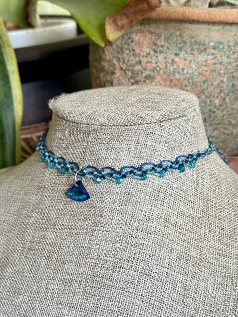 Boho Micro Macrame Choker Necklace - Picture 3 of 5